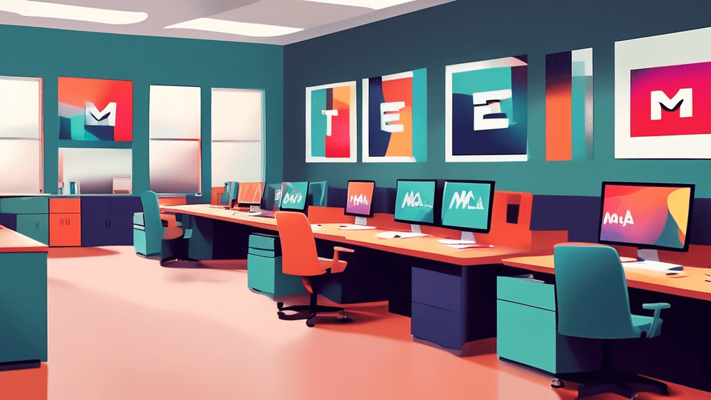 Digital illustration of a gloomy office with 'Meta' logos on the walls, and empty desks symbolizing major layoffs