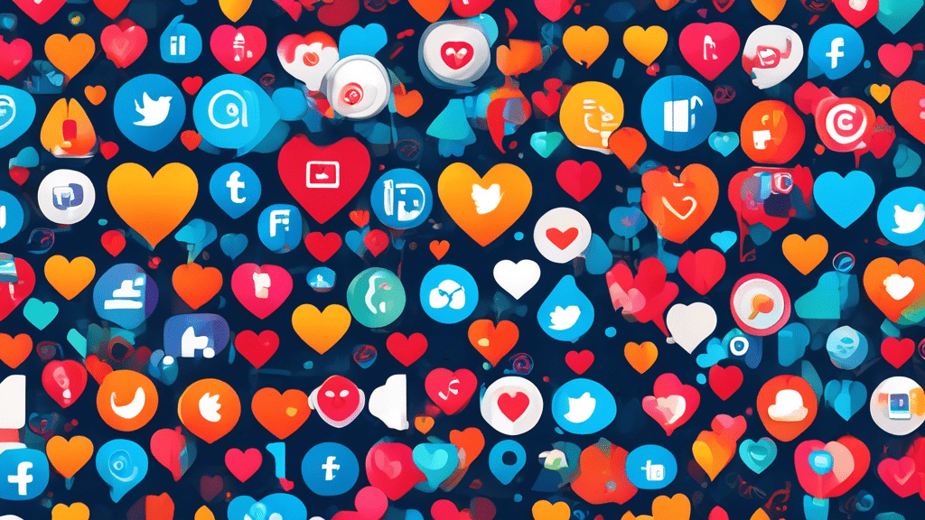 Digital scales balancing the diverse impacts of social media, with positive icons like hearts and thumbs-up on one side, and negative icons like thumbs-down and upset faces on the other, set against the backdrop of a vibrant digital network representing the interconnected world of the Internet.