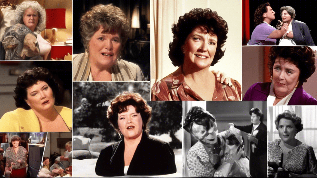 Collage featuring Dot Marie Jones in memorable scenes from her best movies and TV shows, spotlight shining on her with a cinematic background.