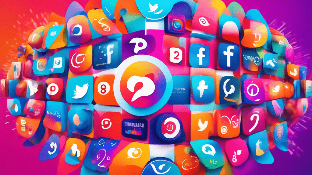 Digital montage blending the logos of the top 8 social media platforms of 2023 into a vibrant, interconnected global network.