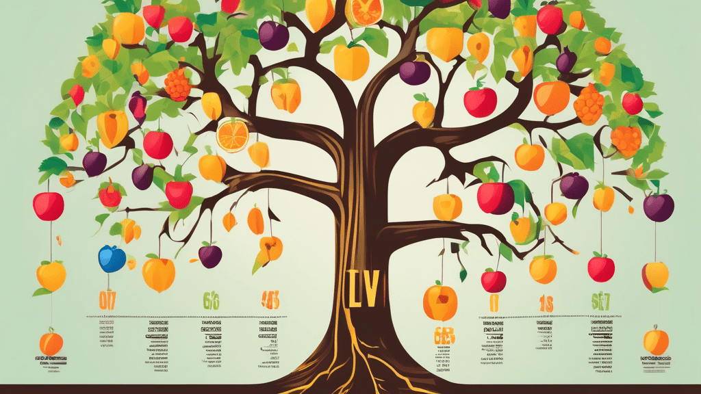 An engaging infographic explaining the concept of Lifetime Value (LTV) in business, symbolized by an ever-growing tree with roots shaped like dollar signs and fruits labeled with key factors contributing to customer loyalty and profitability.