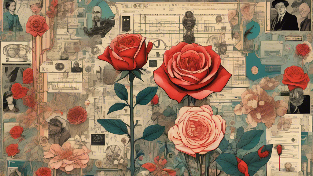 An intricate, vintage-inspired collage representing the hidden mysteries and untold stories of 'The Rose Code', featuring secret codes, WWII-era Bletchley Park, and enigmatic characters, all interwoven with symbols of resilience and secrecy, encapsulating the essence of deciphering and discovery.
